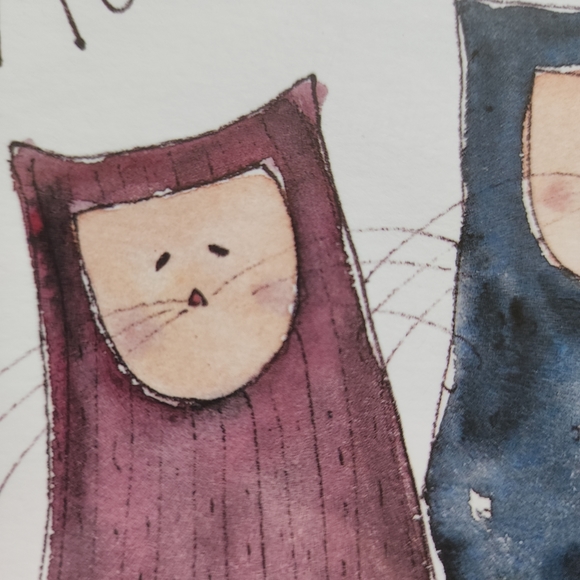 Annette Fish wooden framed print 3 cats "Mom! her whisker is touching me" - Picture 10 of 11